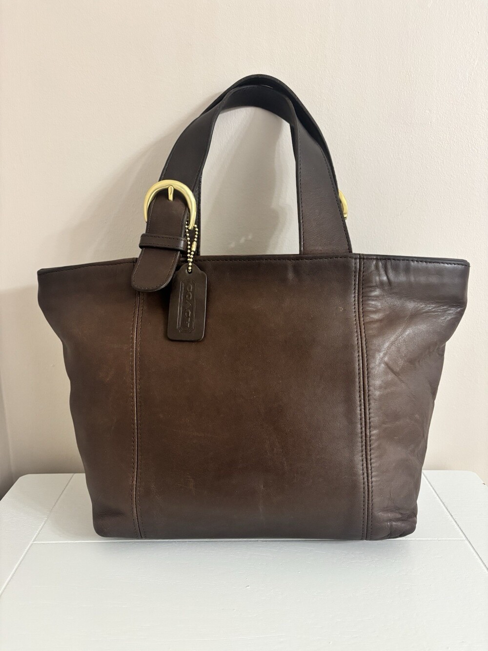 Vintage Coach 4133 Waverly Tote Bag circa 1996 Brown Leather Brass Hardware